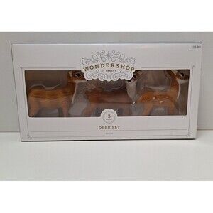 NIB Target Wondershop Faux Fur Brown Deer Set/3 Decorative Figurines Christmas